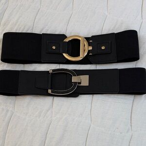 Vince Camuto Black Belts with Gold Buckles